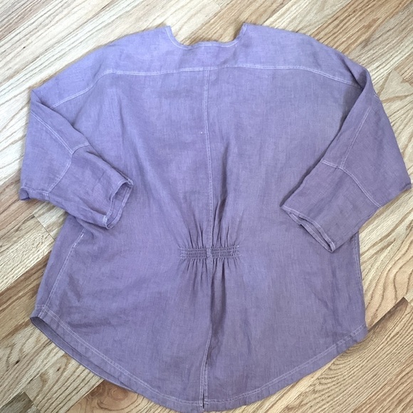 Wrap 100% Linen Tunic blouse Womens 12 Purple Lagenlook Bohemian Artsy beaded - Picture 9 of 15